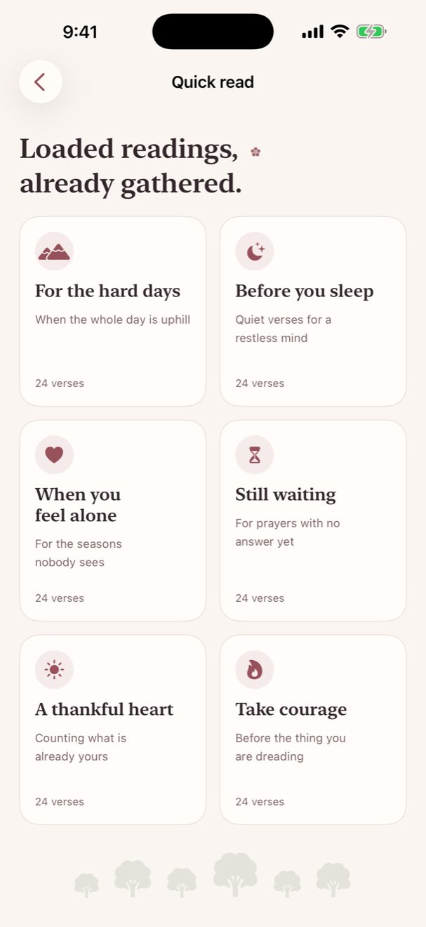 The quick read view showing a single verse on its own